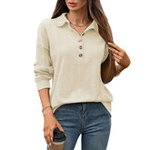 Women's collared button textured top