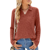 Ribbed collar T-shirt