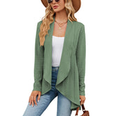 Long-sleeved solid color knitted cardigan