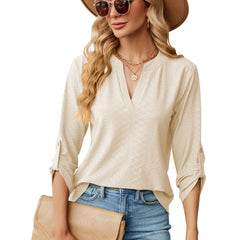 Puff sleeve loose solid color top