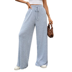Stylish loose-fitting solid color knit pants
