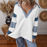 Striped half-zip drop shoulder sweatshirt