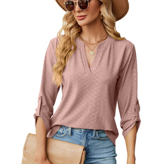 Puff sleeve loose solid color top