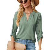 Puff sleeve loose solid color top