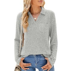 Ribbed collar T-shirt