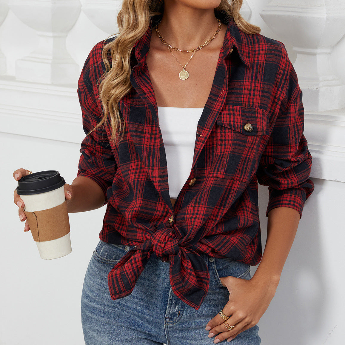Classic plaid shirt for women