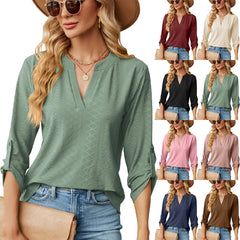 Puff sleeve loose solid color top