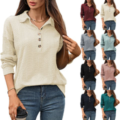 Women's collared button textured top