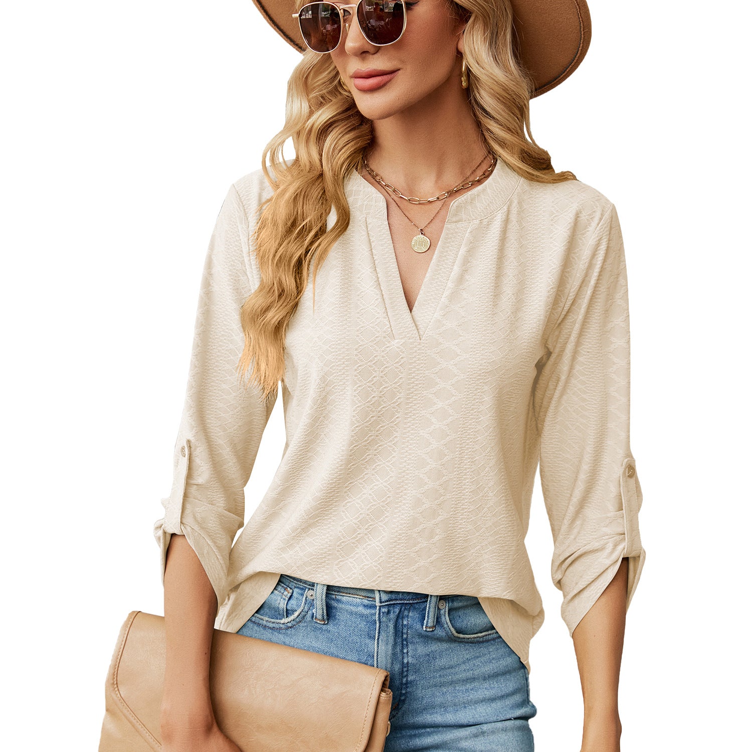 Puff sleeve loose solid color top