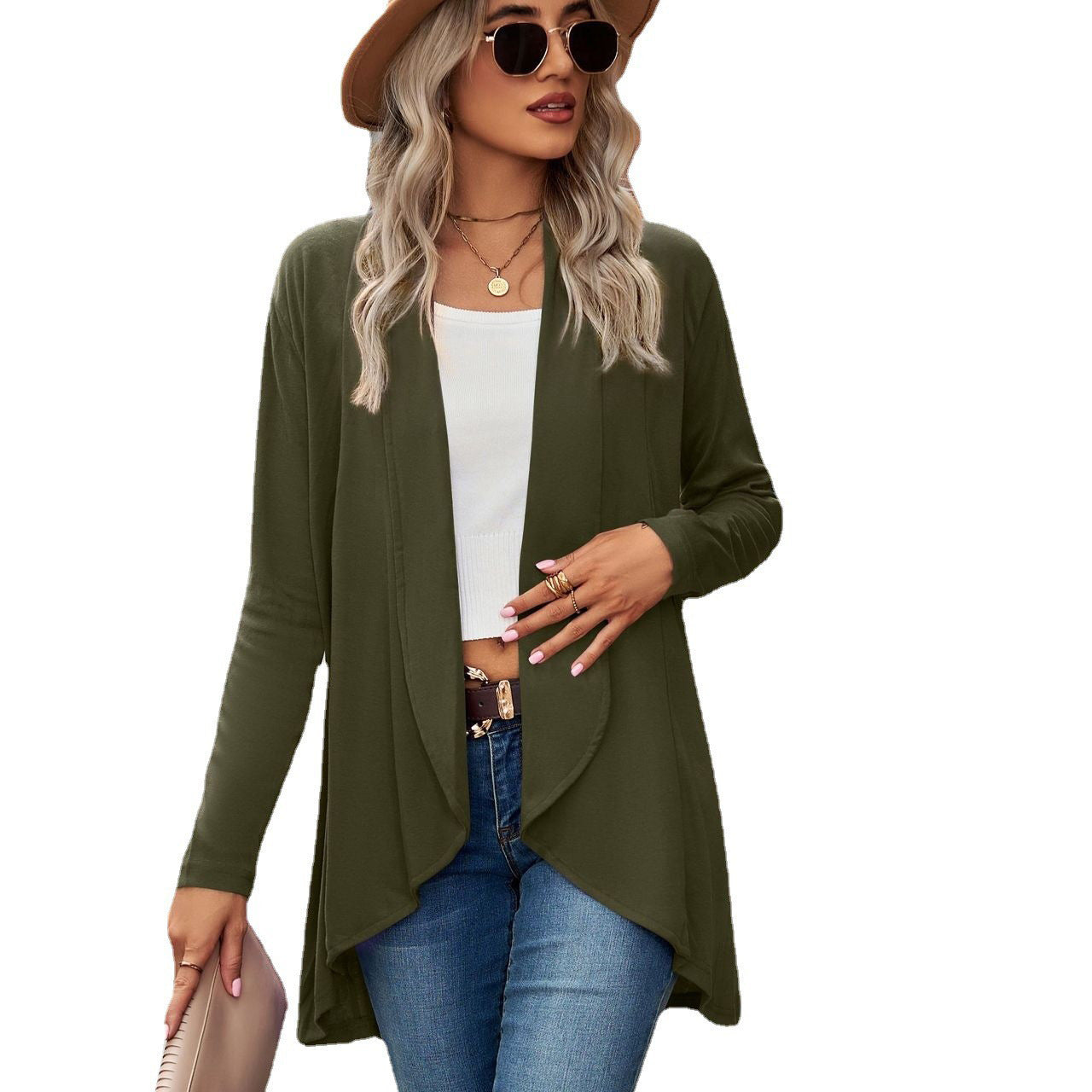 Open-front shawl cardigan