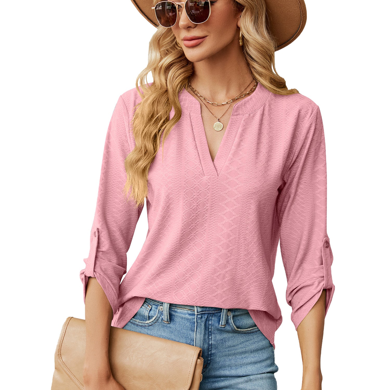 Puff sleeve loose solid color top