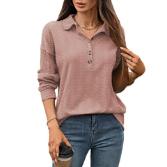 Women's collared button textured top
