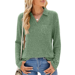 Ribbed collar T-shirt