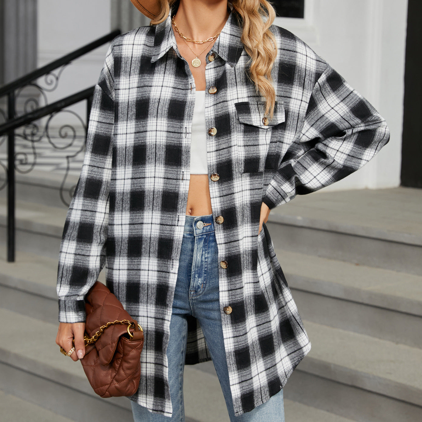 Classic plaid shirt for women
