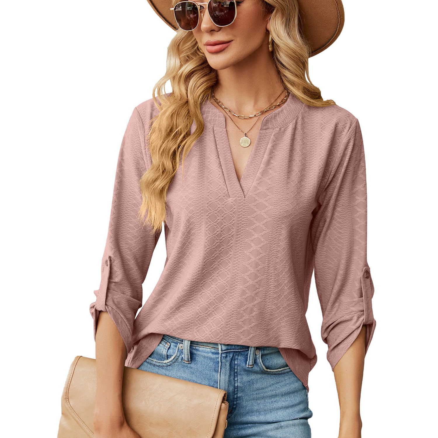 Puff sleeve loose solid color top