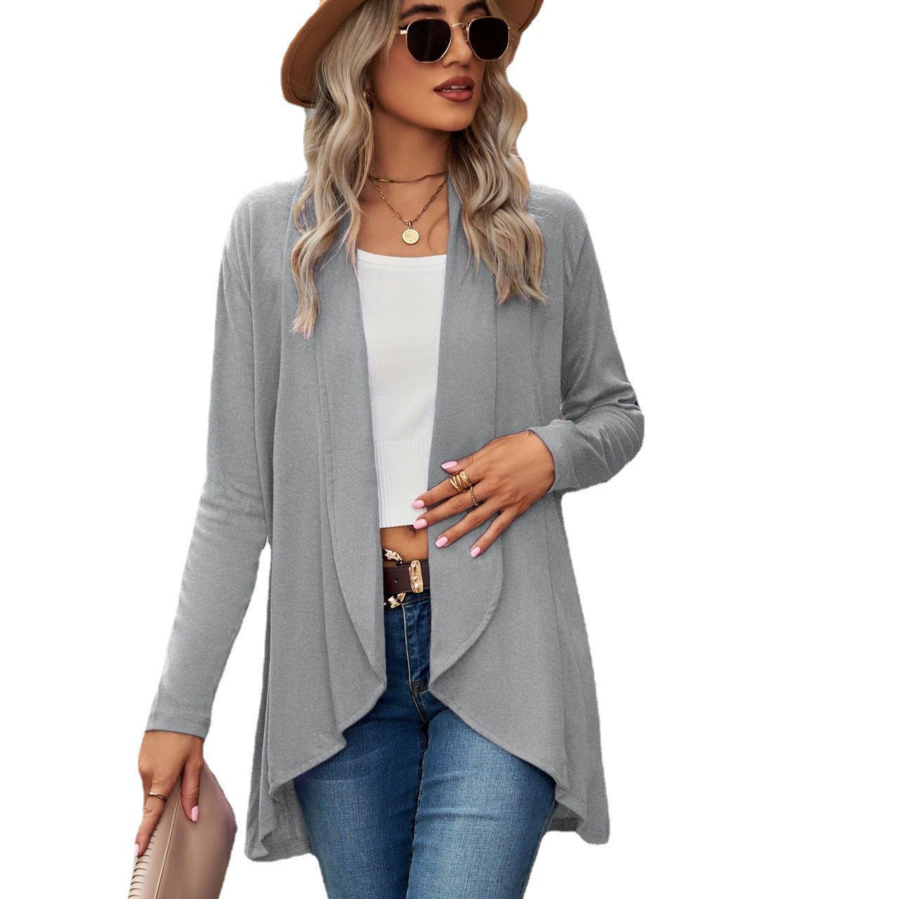Open-front shawl cardigan