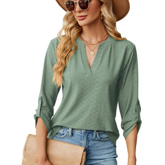 Puff sleeve loose solid color top