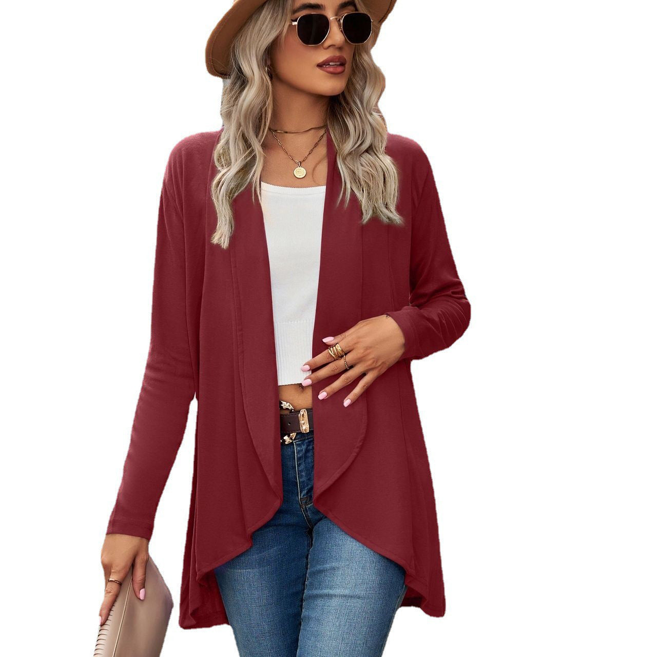 Open-front shawl cardigan