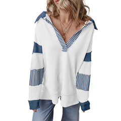 Striped half-zip drop shoulder sweatshirt