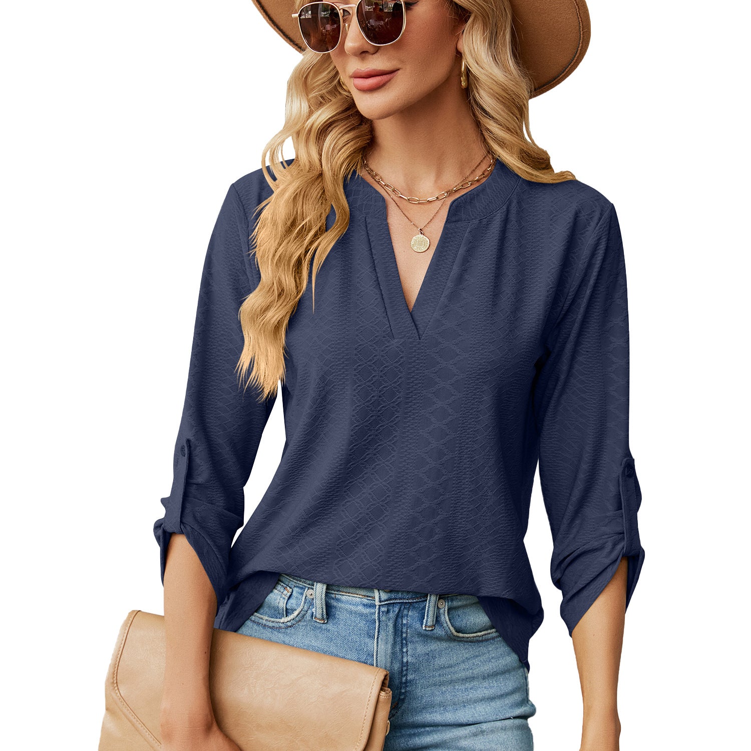 Puff sleeve loose solid color top