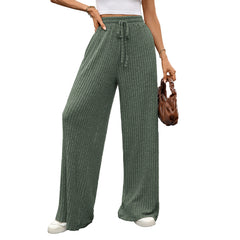 Stylish loose-fitting solid color knit pants